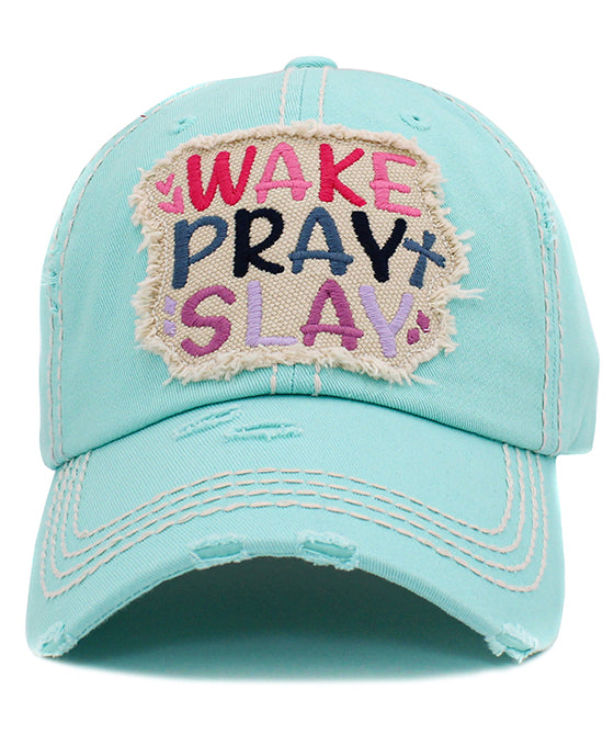 Wake Pray Slay Washed Vintage Ballcap