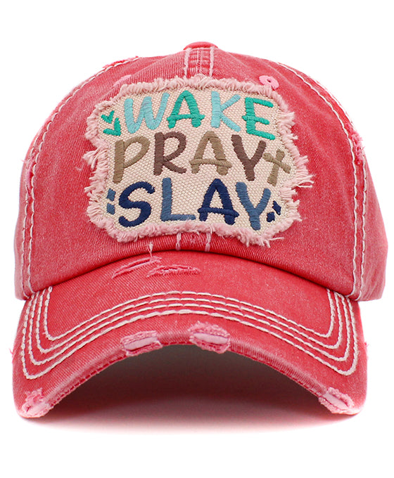 Wake Pray Slay Washed Vintage Ballcap