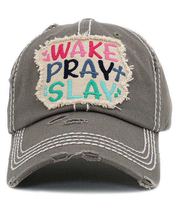 Wake Pray Slay Washed Vintage Ballcap