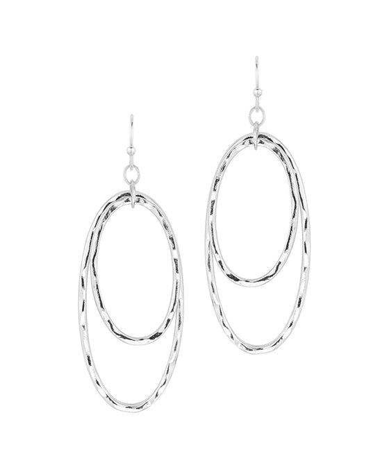 Hammered Metal Oval Earring