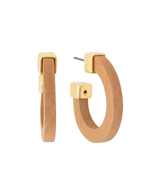 30mm Wood & Metal Squared Hoop Earring