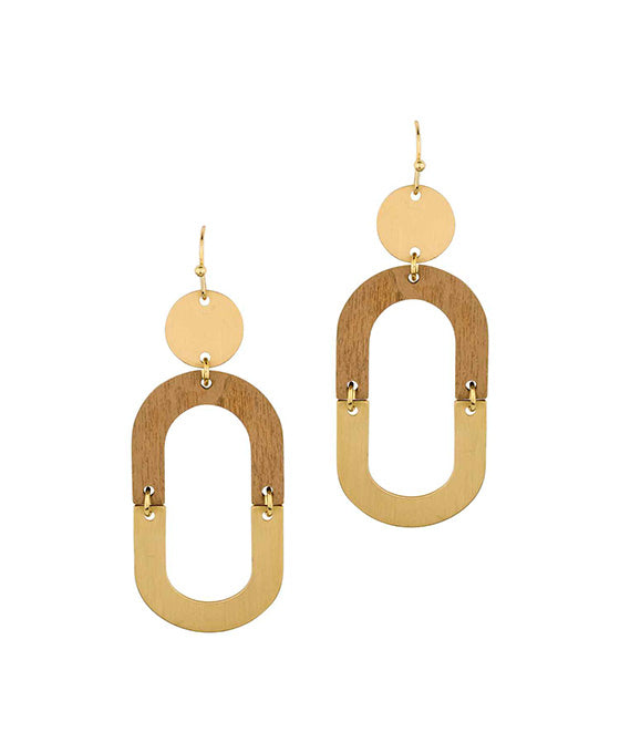 Wood & Metal Post Earring