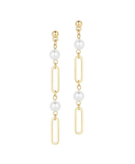 Pearl & Metal Link Post Earring