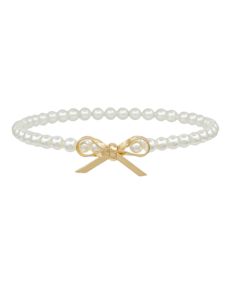 Metal Ribbon Accent Pearl Body Bracelet