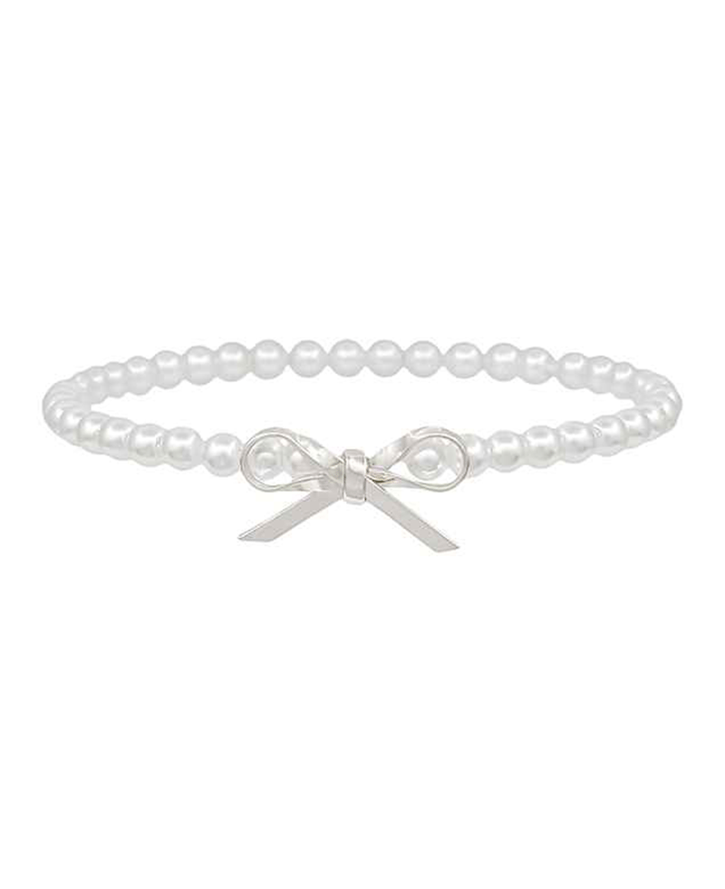 Metal Ribbon Accent Pearl Body Bracelet