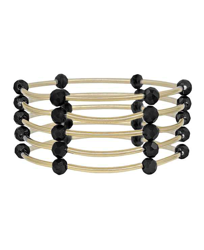 Pipe Metal w/ 6mm Beads Stretch Bracelet