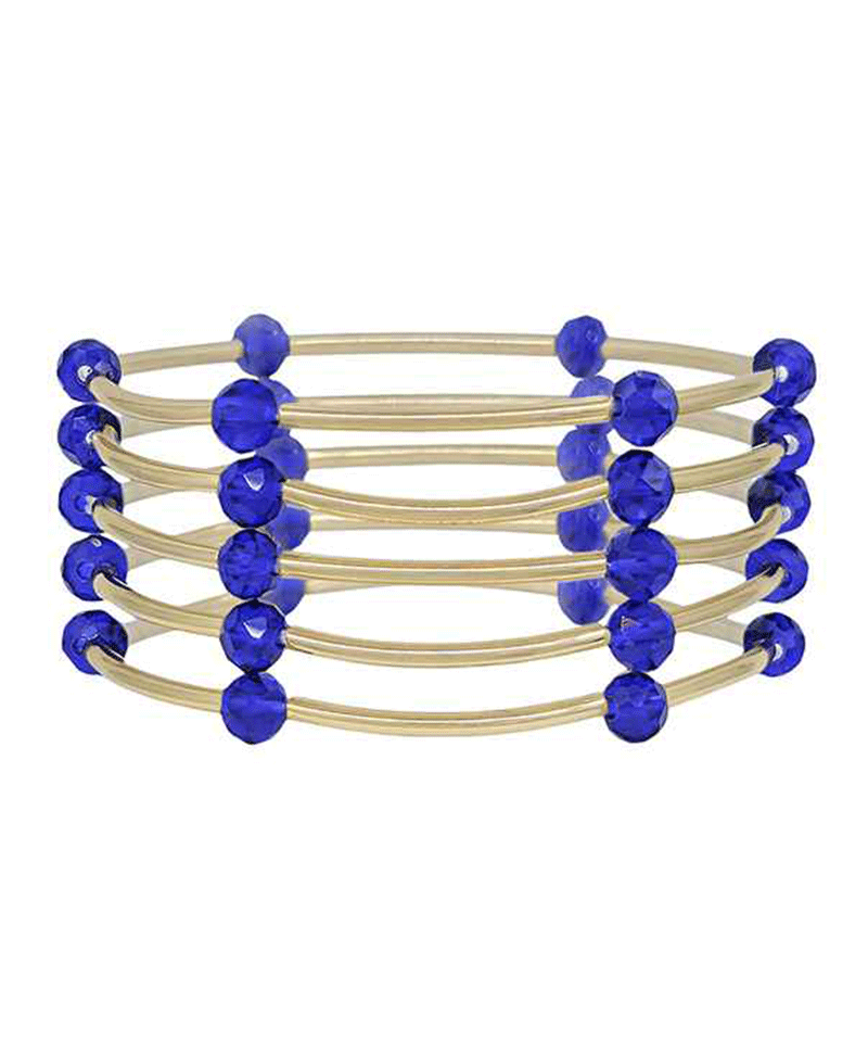 Pipe Metal w/ 6mm Beads Stretch Bracelet