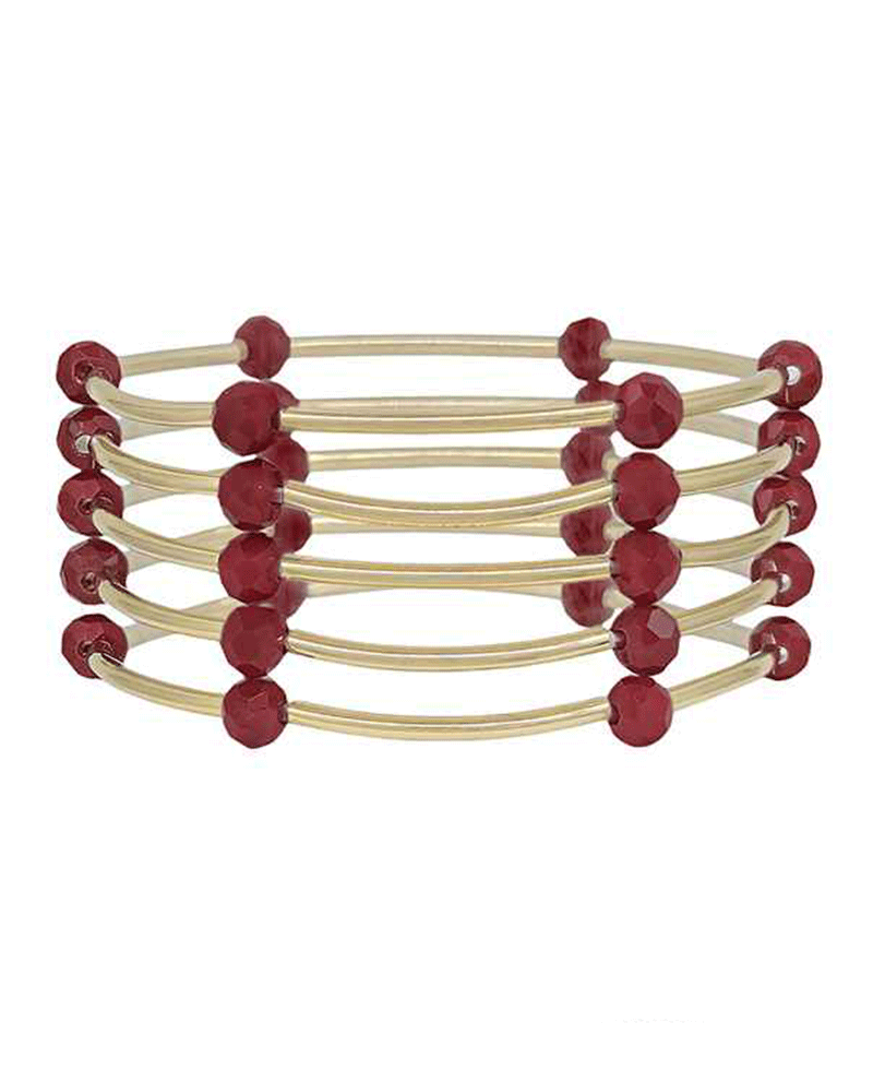 Pipe Metal w/ 6mm Beads Stretch Bracelet