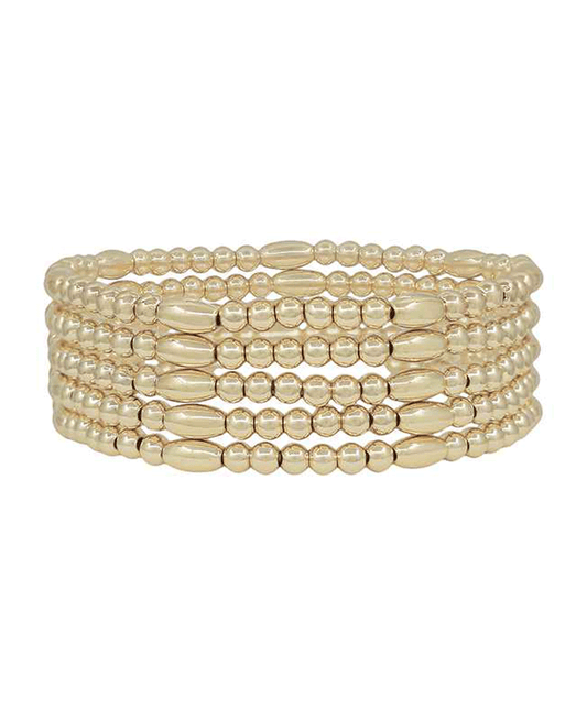 Oval & 4mm CCB Stretch 5 Set Bracelet