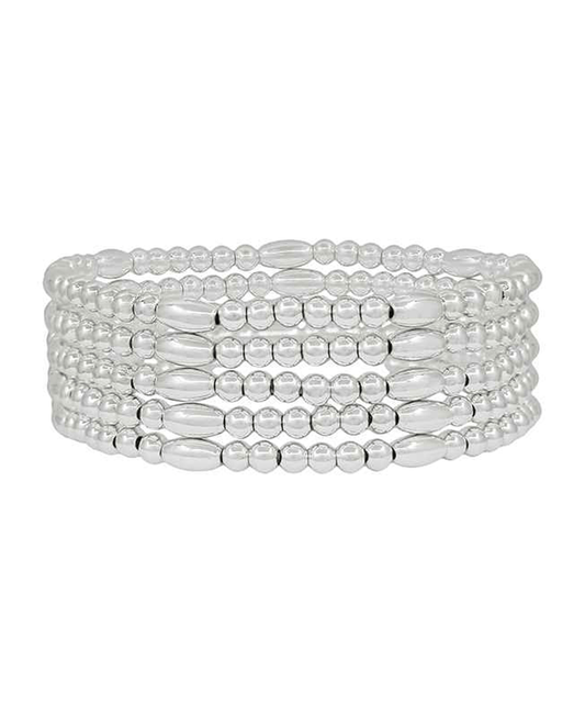 Oval & 4mm CCB Stretch 5 Set Bracelet