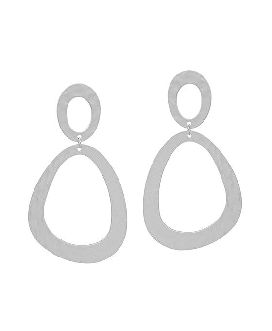 Hammered Metal 2 Drops Earring