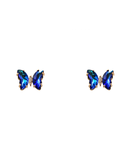 Butterfly Glass w/ Brass Stud Earring - 0.5"