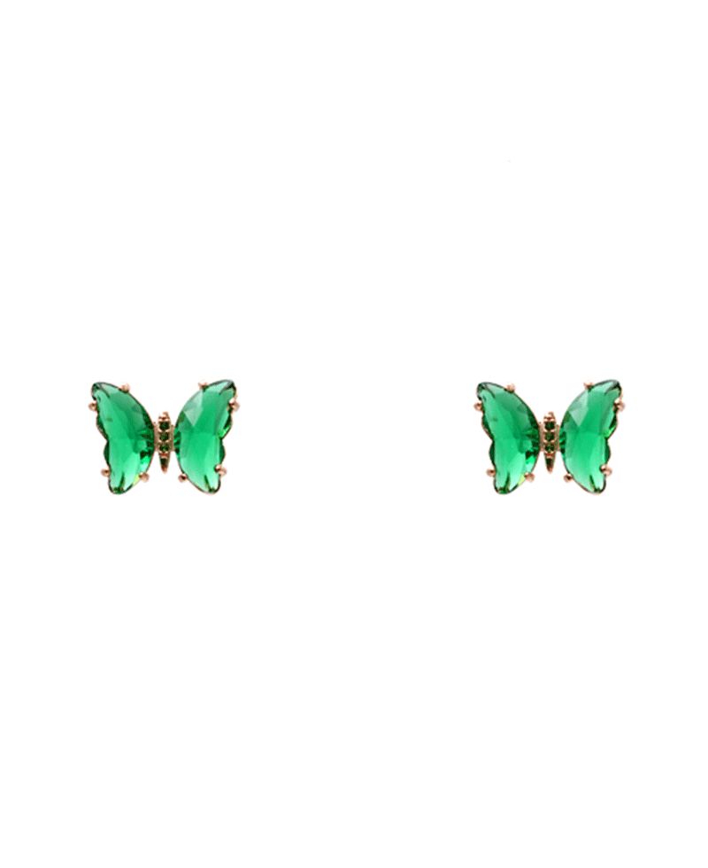 Butterfly Glass w/ Brass Stud Earring - 0.5"