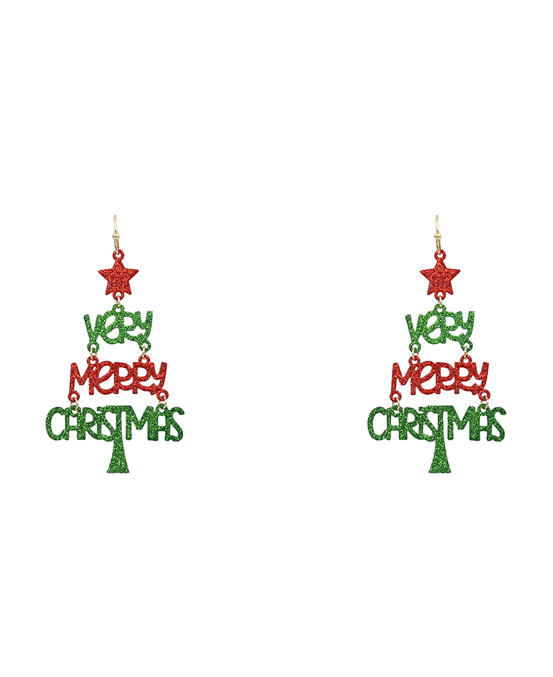 Very Merry Christmas Color Drop Earring - 2.5"