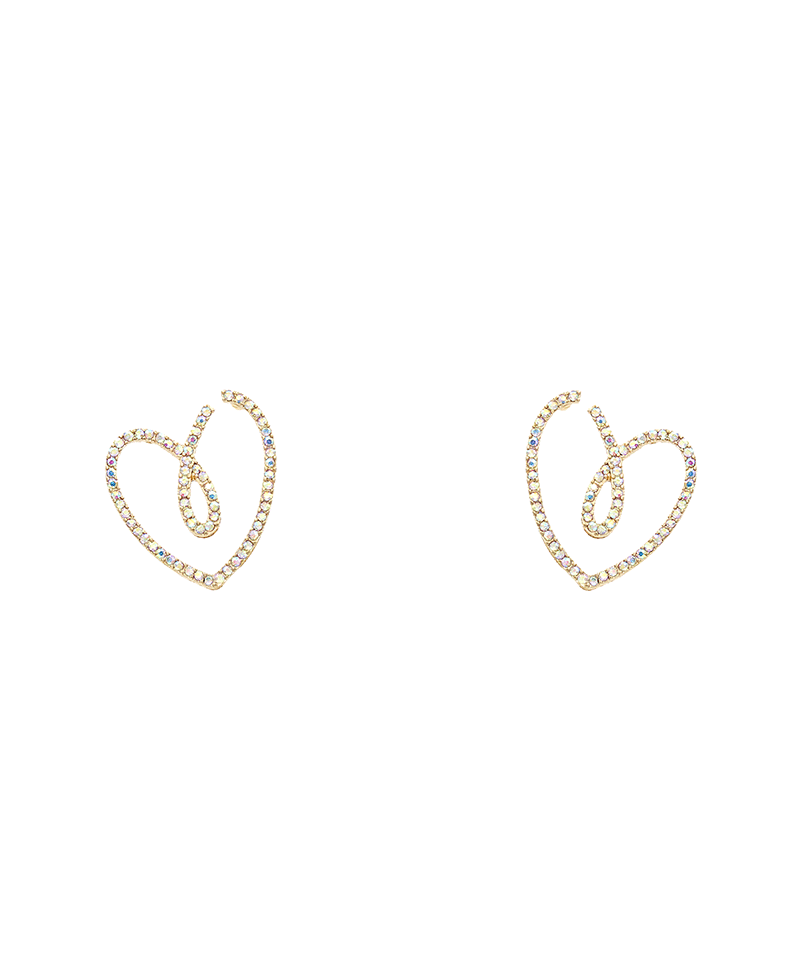 Heart Line Pave Earring - 1.2"