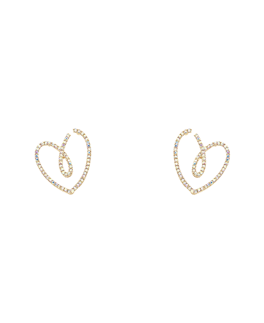 Heart Line Pave Earring - 1.2"