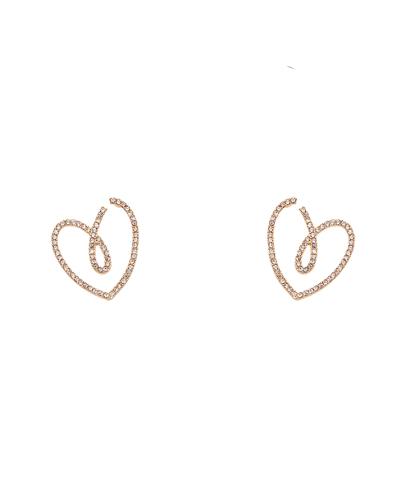 Heart Line Pave Earring - 1.2"