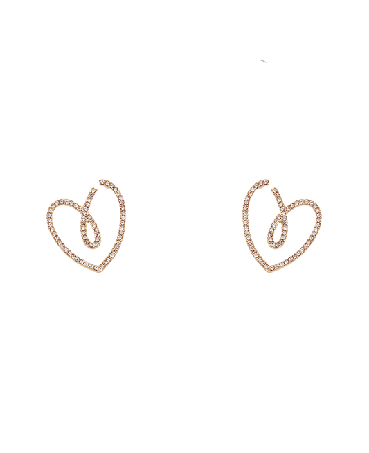 Heart Line Pave Earring - 1.2"