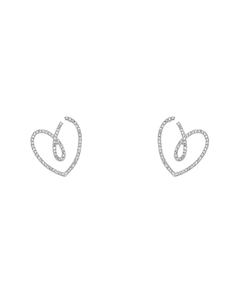 Heart Line Pave Earring - 1.2"