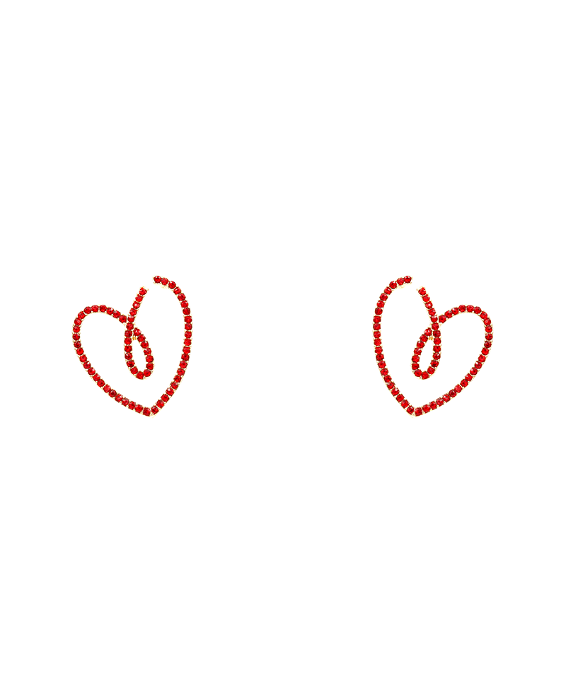 Heart Line Pave Earring - 1.2"