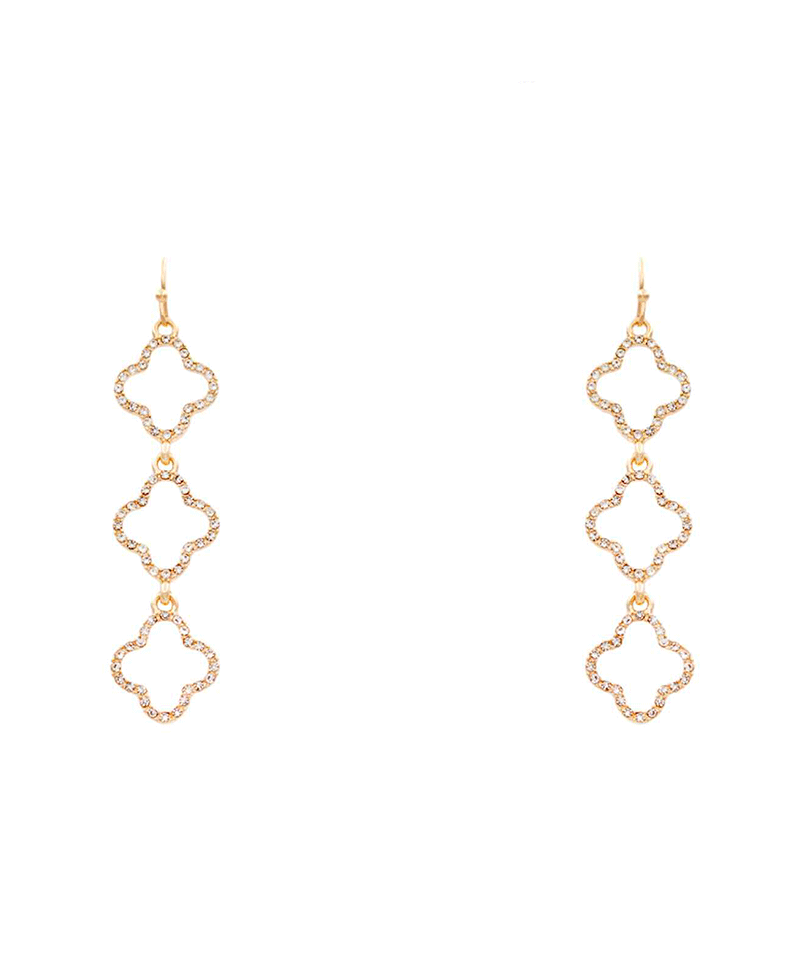 Pave Clover 3 Drop Earring