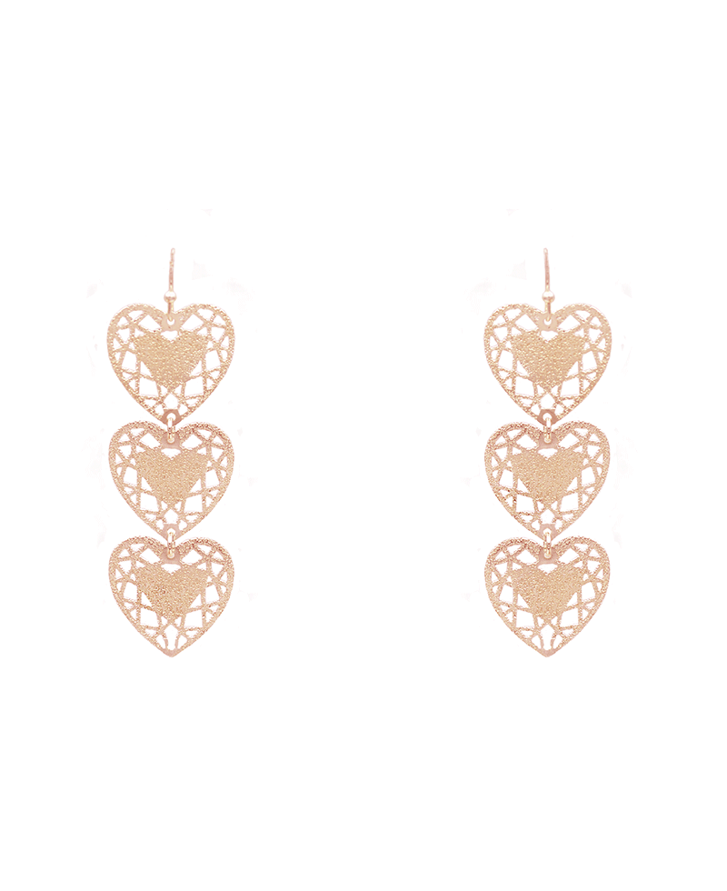 Heart Filigree Drop Earring - 2.75"