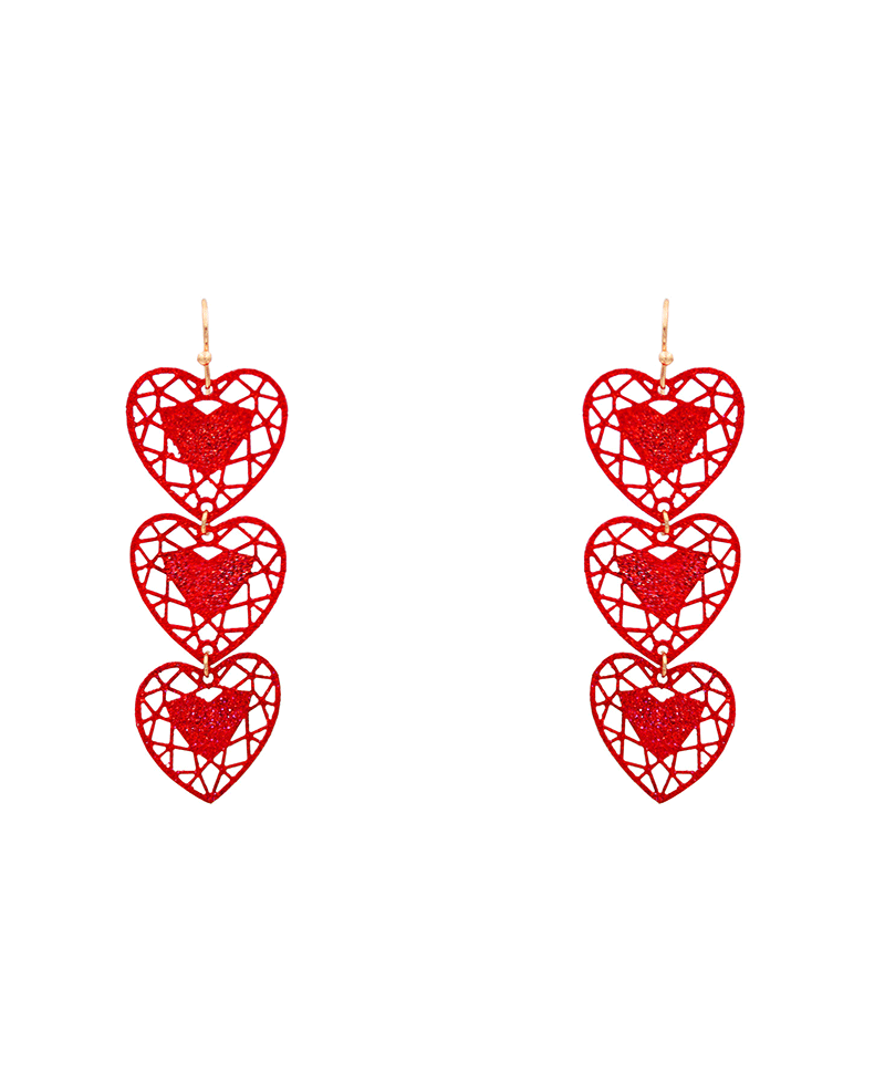 Heart Filigree Drop Earring - 2.75"