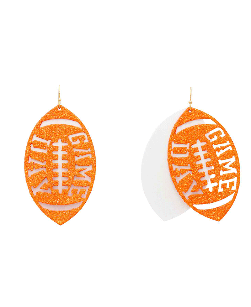 Gameday Football Glitter Filigree Earring