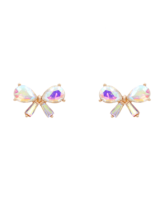 Stone Bow Stud Earring - 0.7"