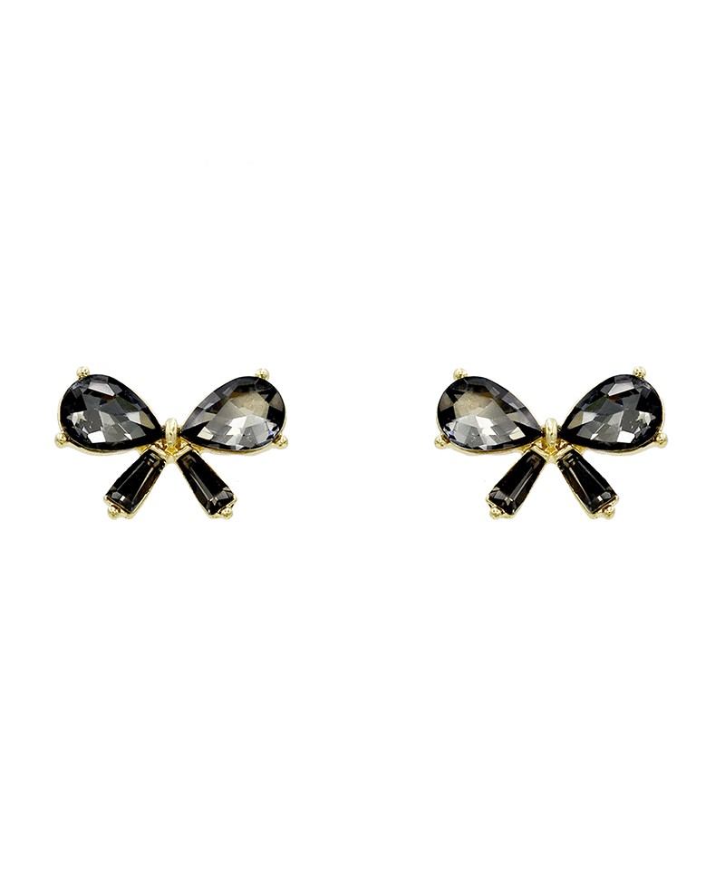 Stone Bow Stud Earring - 0.7"