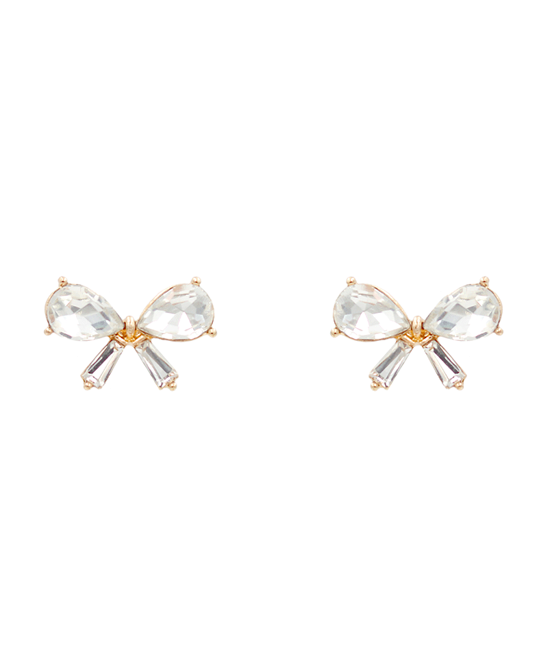 Stone Bow Stud Earring - 0.7"