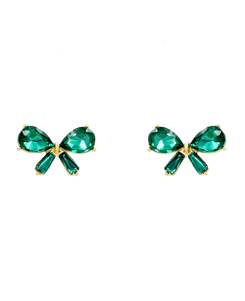 Stone Bow Stud Earring - 0.7"