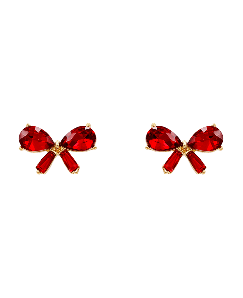 Stone Bow Stud Earring - 0.7"