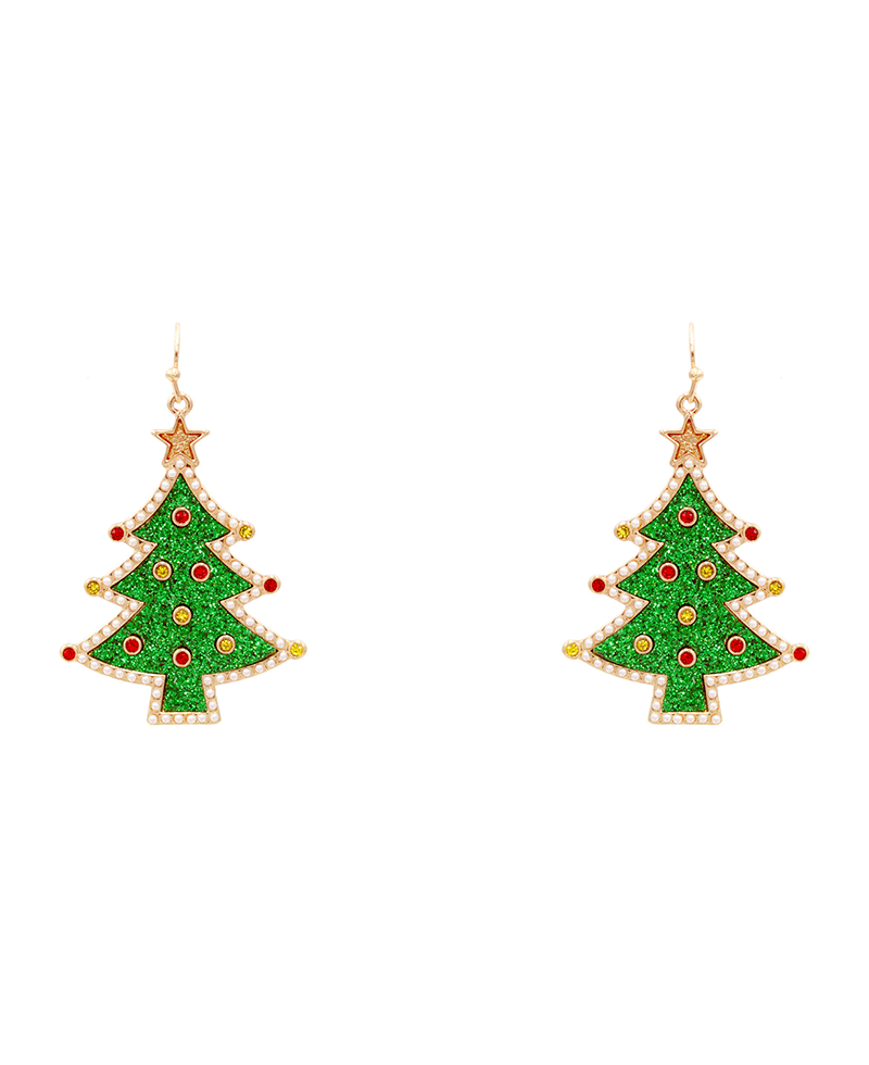 Christmas Tree Sand Sticker Earring - 2"