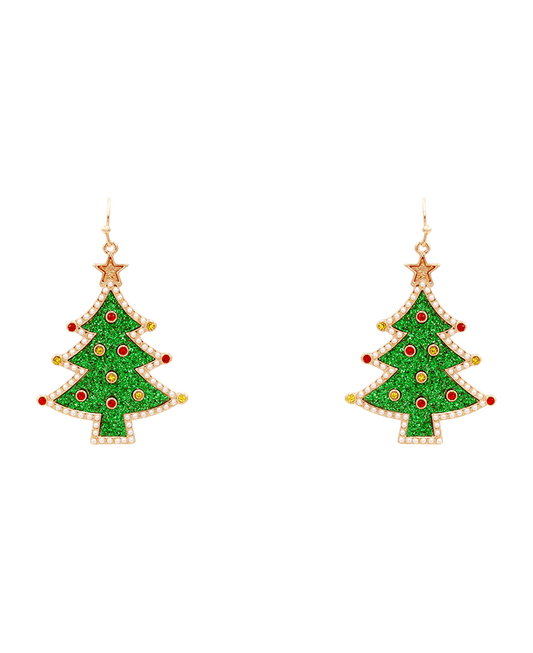 Christmas Tree Sand Sticker Earring - 2"