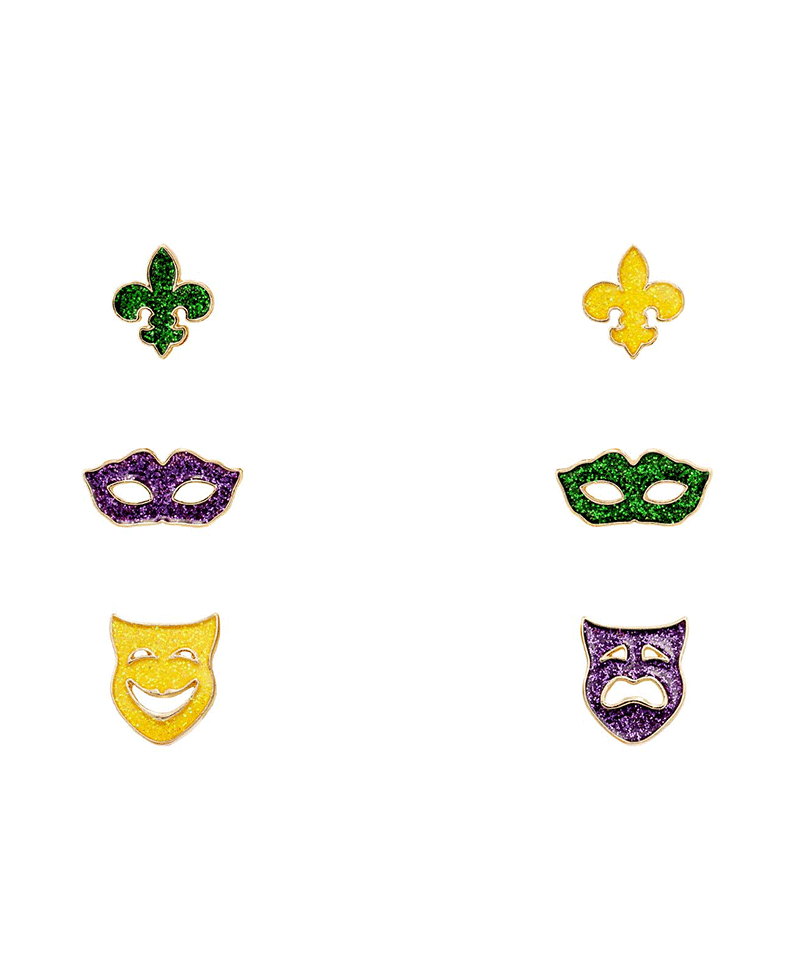 Mardi Gras 3 Set Earring