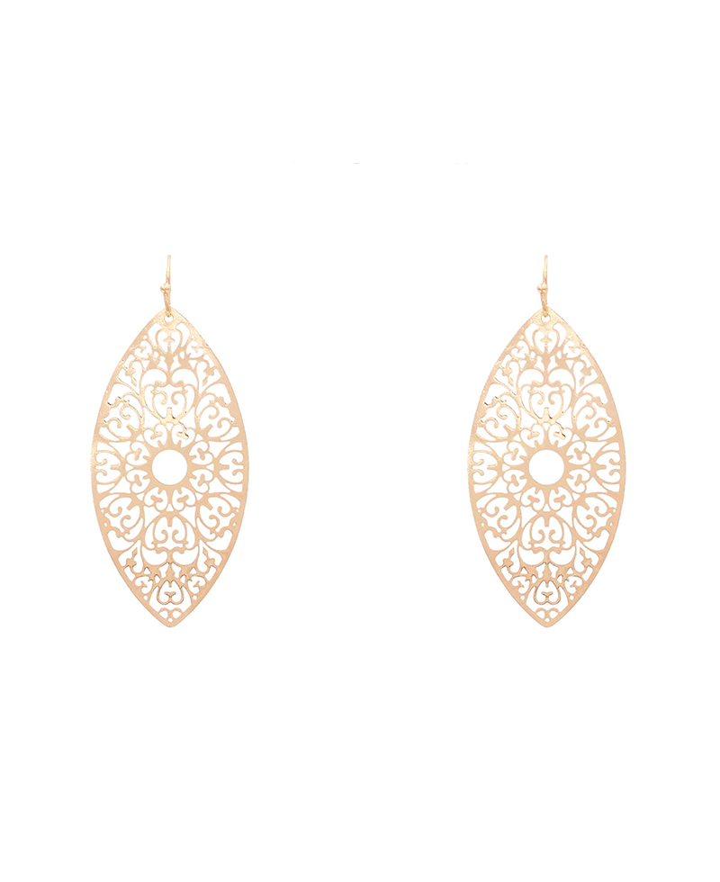 Brass Filigree Earring - 2.5"