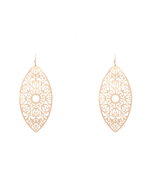 Brass Filigree Earring - 2.5"