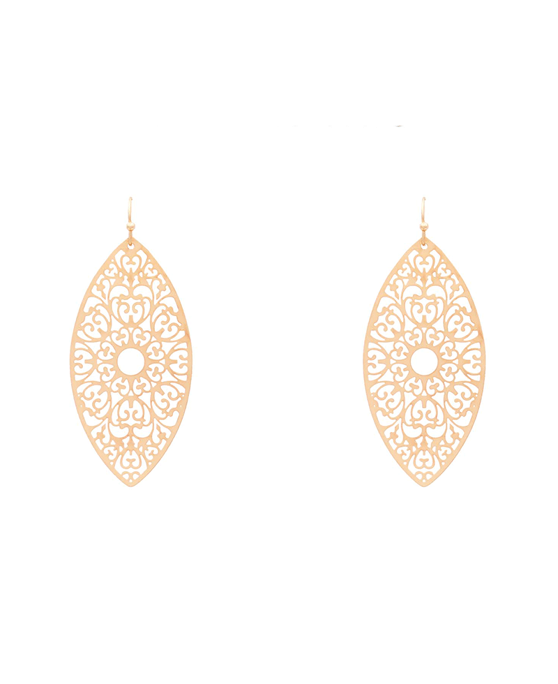 Brass Filigree Earring - 2.5"