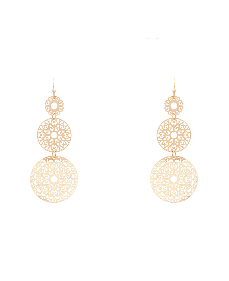 Brass Drop Filigree Earring - 2.6"