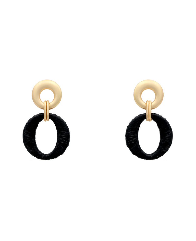 Matte Circle w/ Raffia Drop Earring - 2.0"