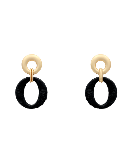 Matte Circle w/ Raffia Drop Earring - 2.0"