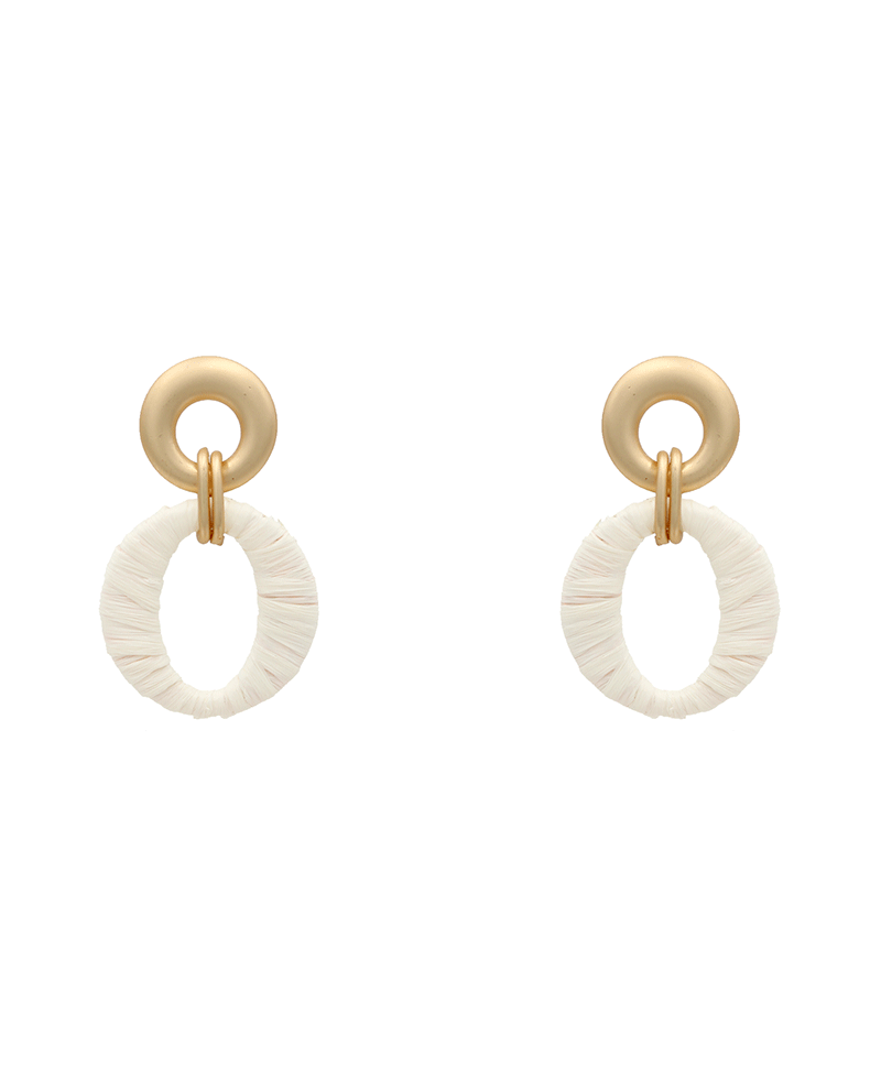 Matte Circle w/ Raffia Drop Earring - 2.0"