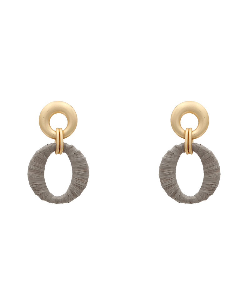 Matte Circle w/ Raffia Drop Earring - 2.0"