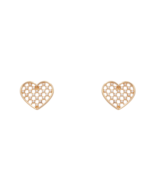 Paved Heart Stud Earring - 0.7"