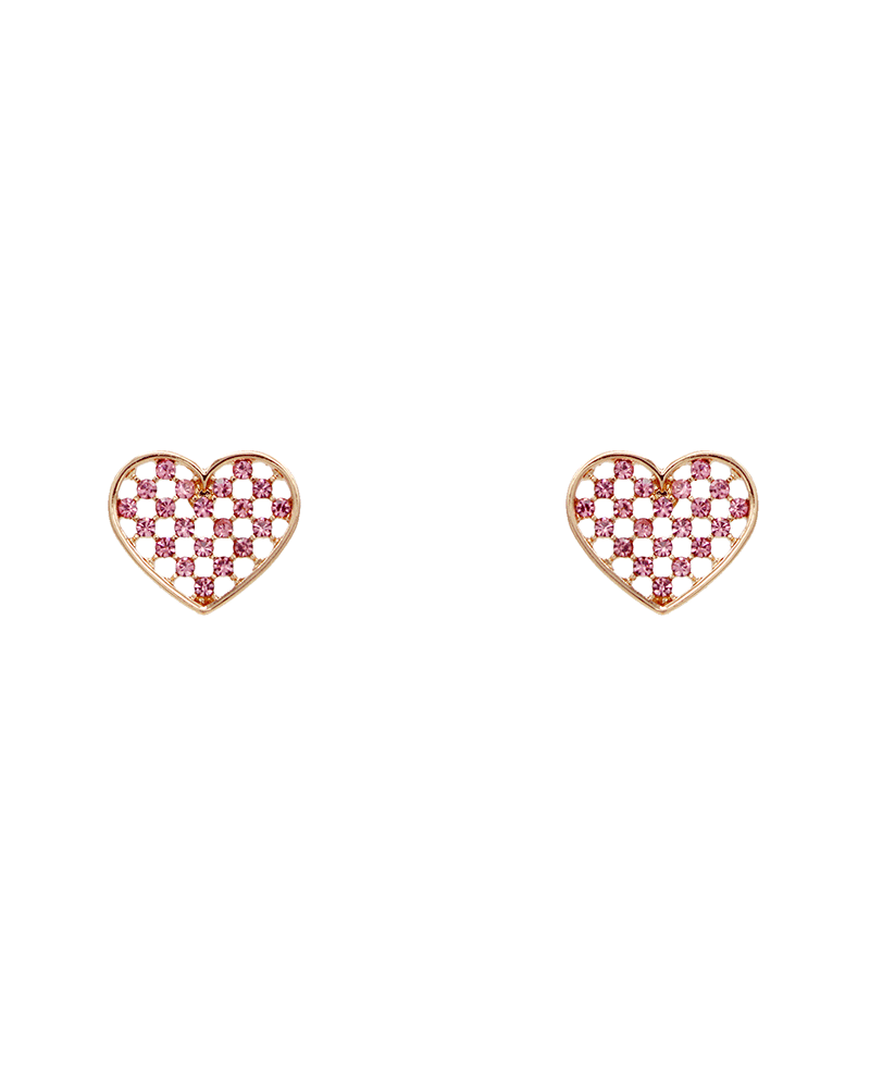 Paved Heart Stud Earring - 0.7"