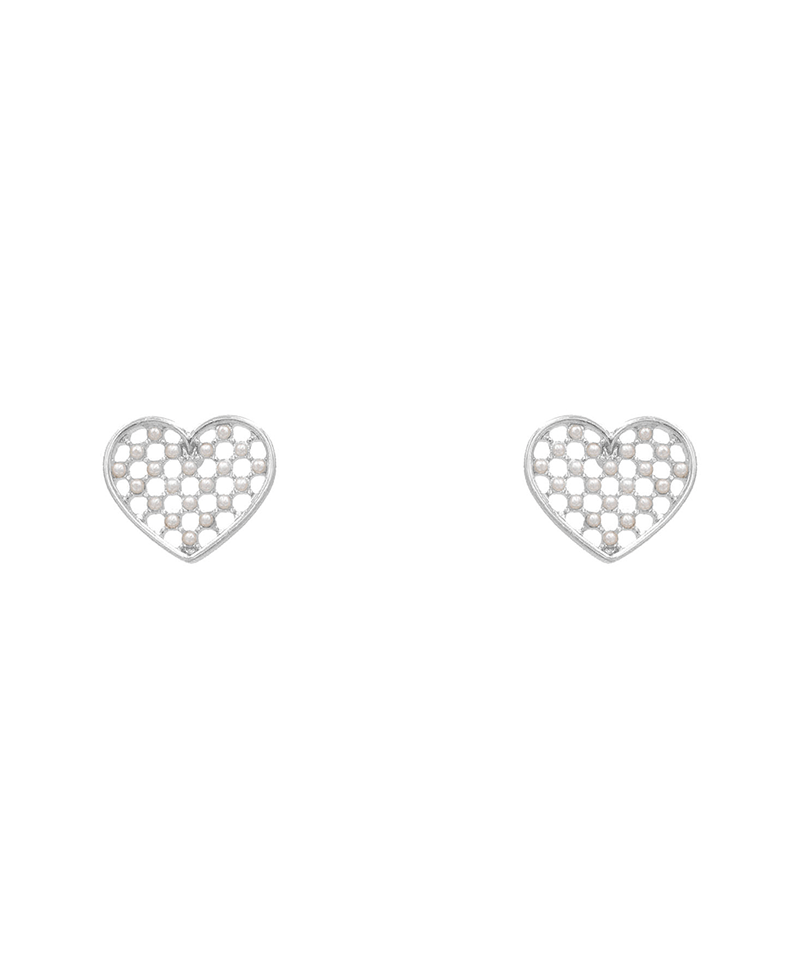 Paved Heart Stud Earring - 0.7"