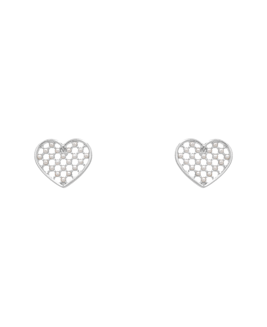 Paved Heart Stud Earring - 0.7"