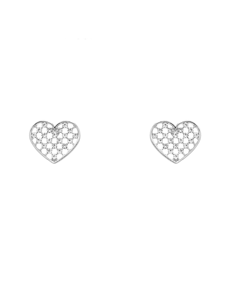 Paved Heart Stud Earring - 0.7"