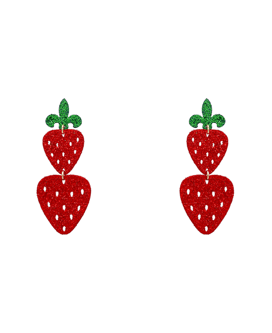 2 Drop Glitter Strawberry Earring